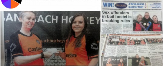 and in other news……. Sandbach Chronicle captures Kate Richardson Walsh training hockey players and Mat White Financial Services presenting the £1000 Aviva Community Fund cheque